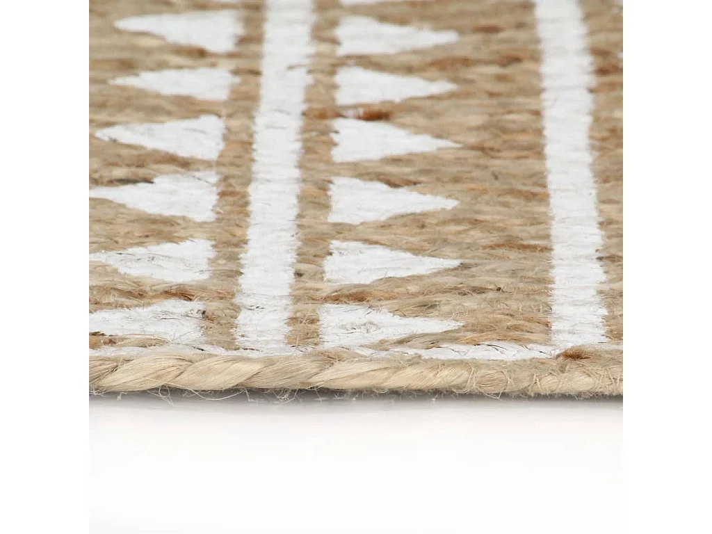 Alfombra de yute hecha a mano con estampado blanco de 120 cm