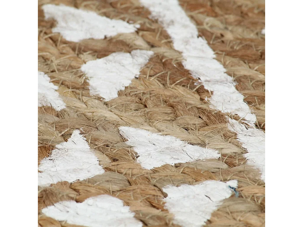 Alfombra de yute hecha a mano con estampado blanco de 120 cm