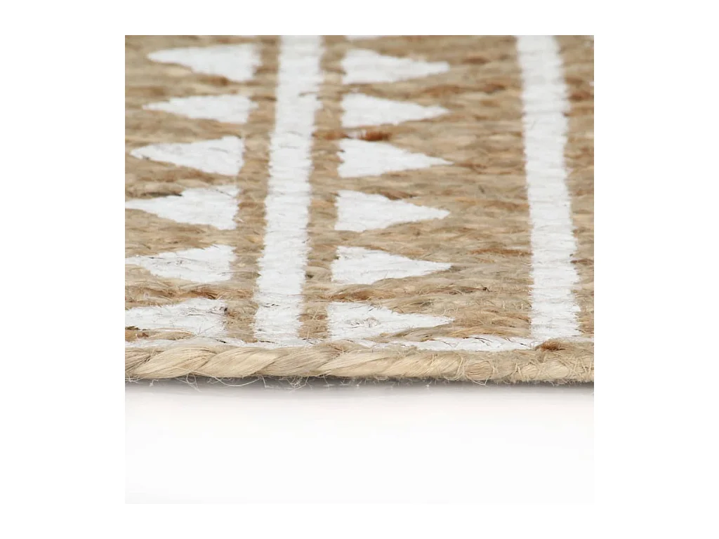 Handgemaakt jute vloerkleed met witte print 120 cm