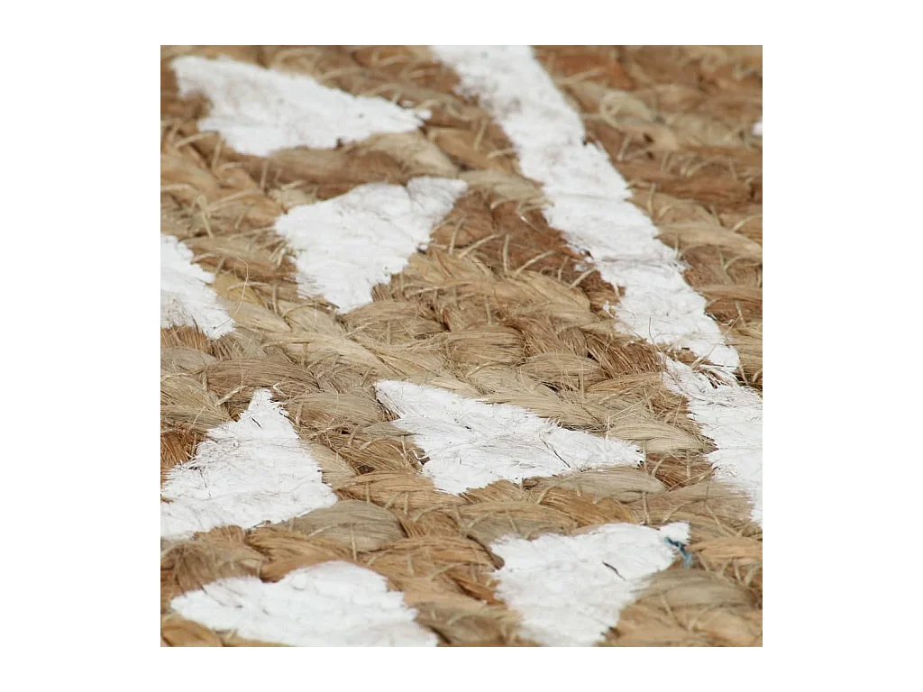 Handgemaakt jute vloerkleed met witte print 120 cm