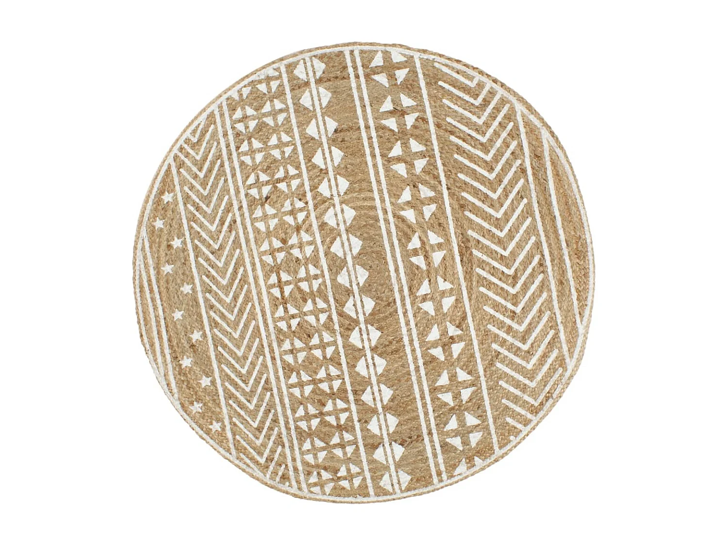 Tappeto in juta fatto a mano con stampa bianca 120 cm