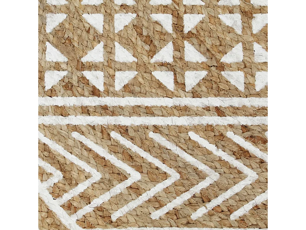 Tappeto in juta fatto a mano con stampa bianca 120 cm