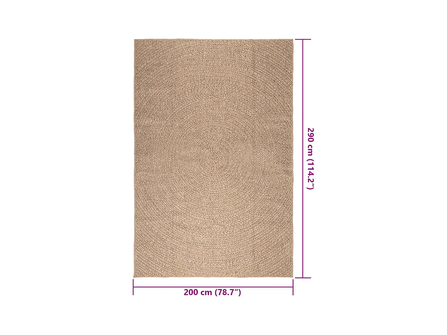 ZIZUR vloerkleed 200x290 cm jute look binnen en buiten