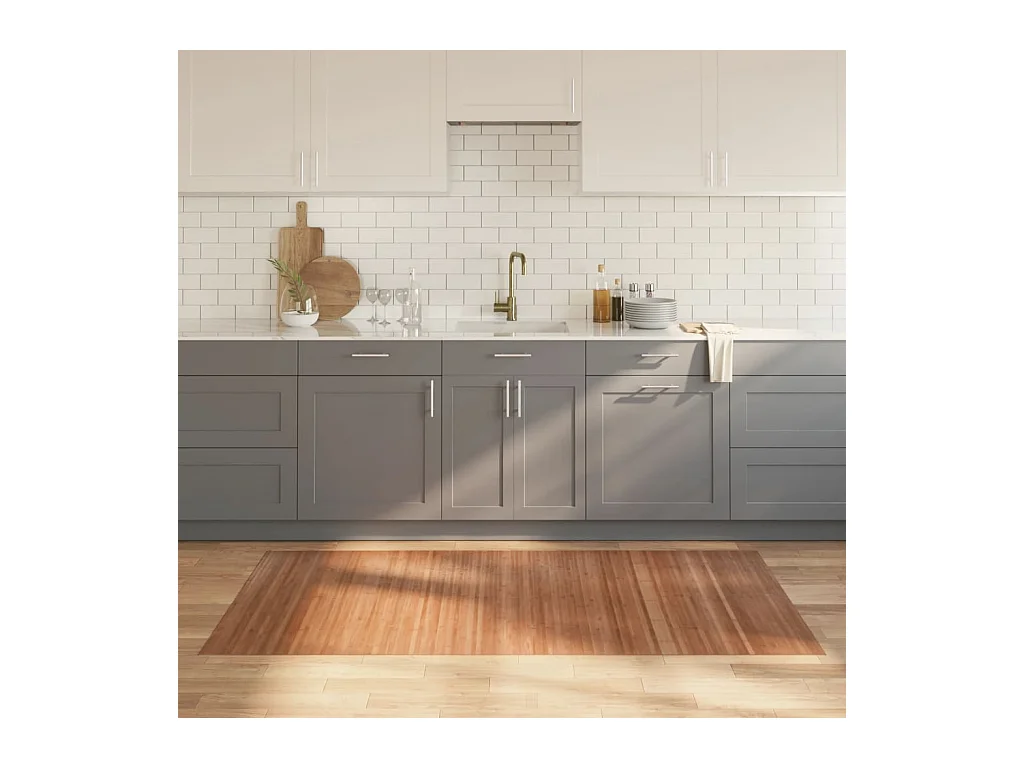 Tapis rectangulaire naturel 100x200 cm bambou