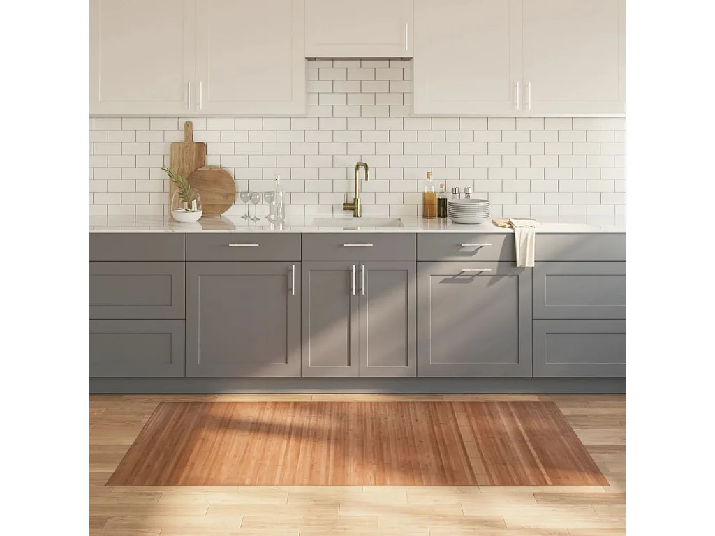 Tapis rectangulaire naturel 100x200 cm bambou