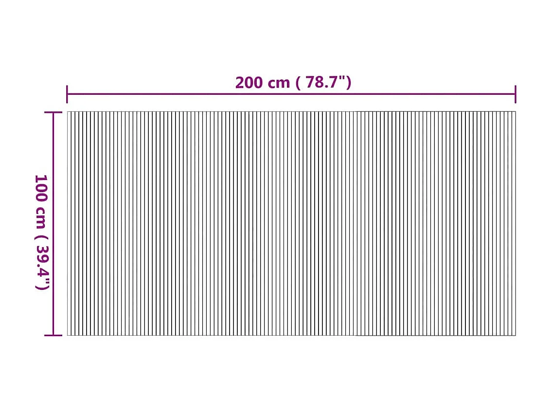Tapis rectangulaire naturel 100x200 cm bambou