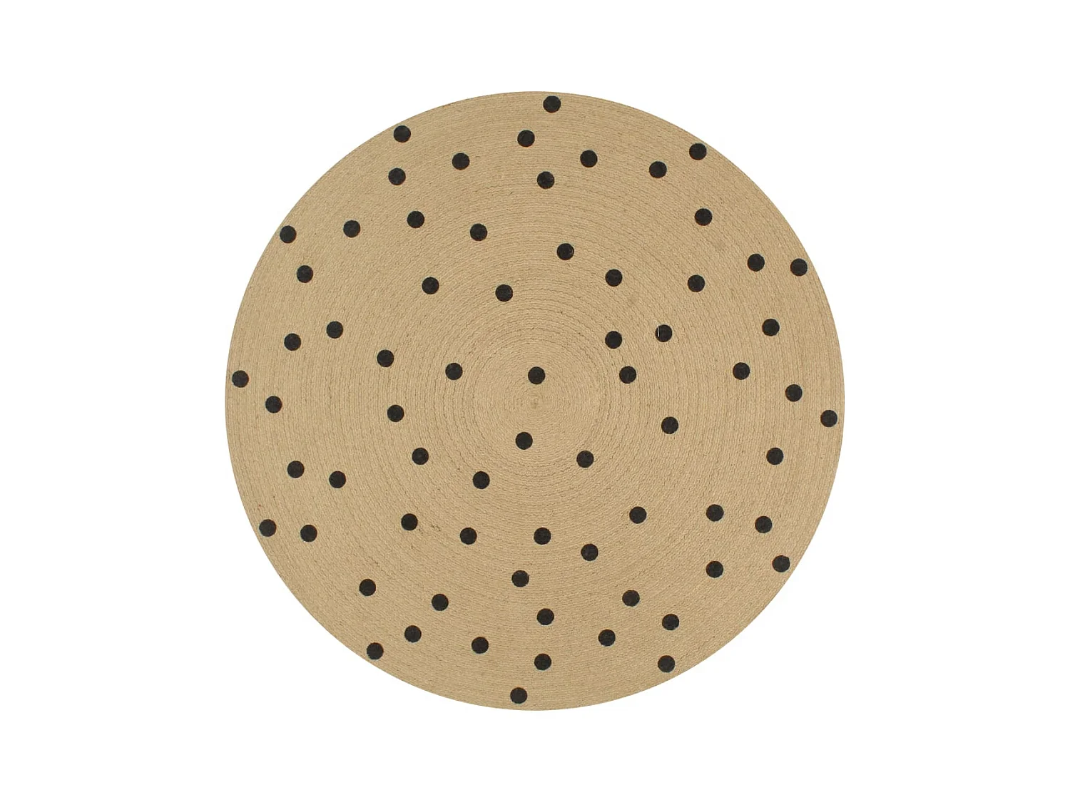Tapis fait à la main Jute avec imprimé à pois 150 cm