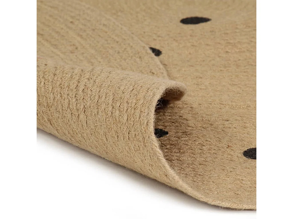 Tapis fait à la main Jute avec imprimé à pois 150 cm