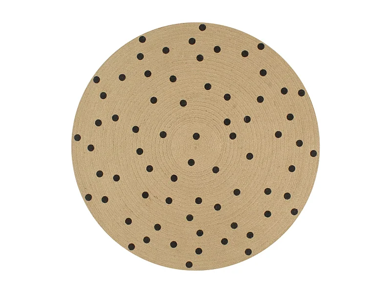 Tapis fait à la main Jute avec imprimé à pois 150 cm