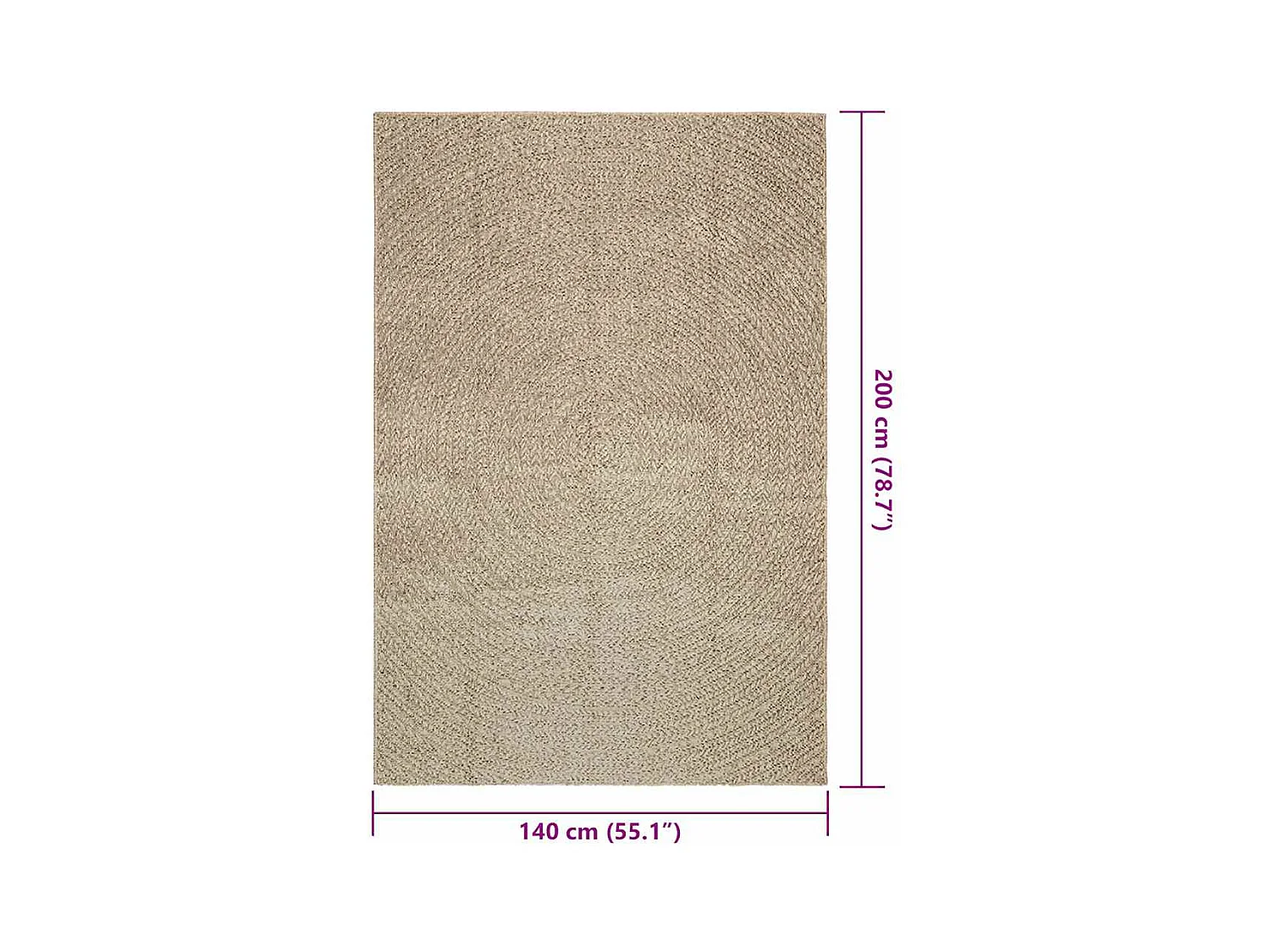 Alfombra beige ZIZUR 140x200 cm efecto yute para interior y exterior