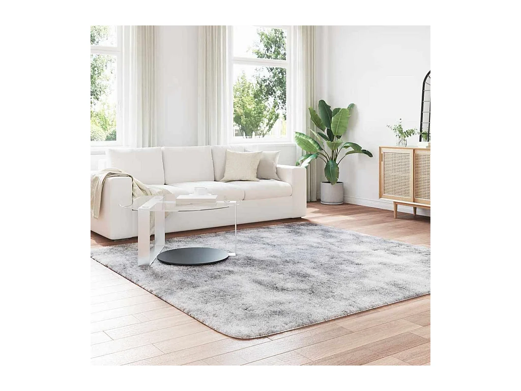 Tapis Shaggy à poils longs NAVARRA gris argenté 240x240 cm