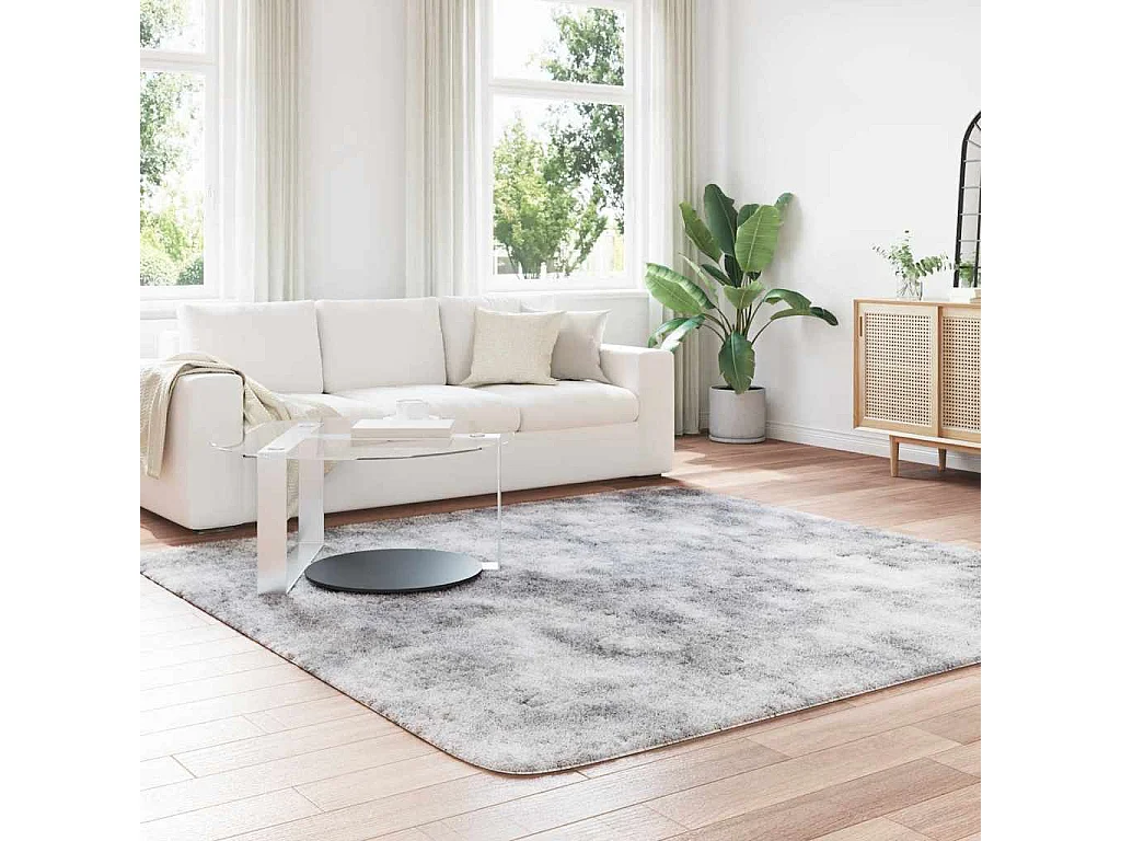 Tapis Shaggy à poils longs NAVARRA gris argenté 240x240 cm