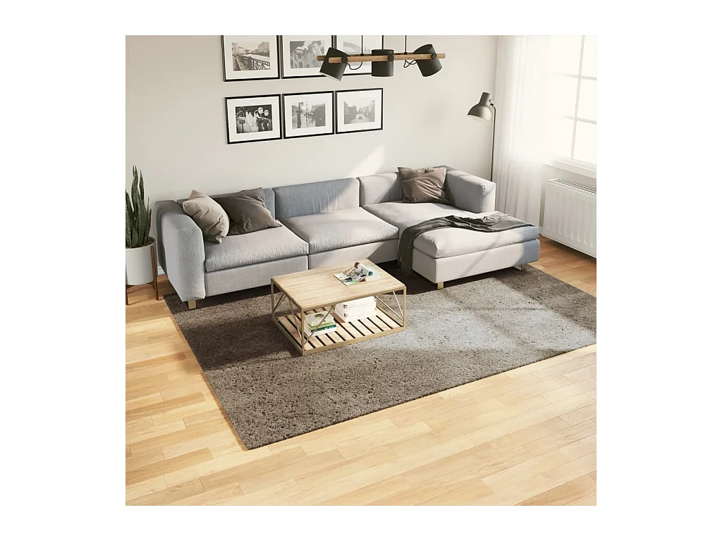 Alfombra ISTAN de pelo largo, aspecto gris brillante, 200x280 cm