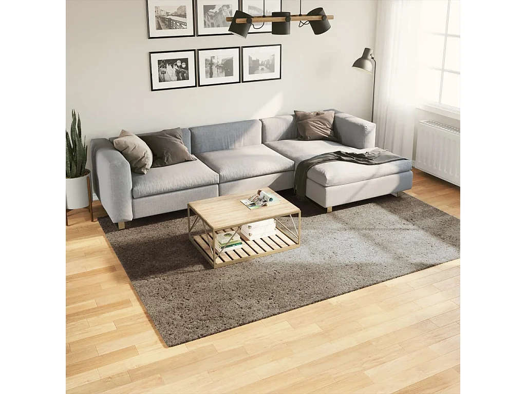 Tapis ISTAN à poils longs aspect brillant gris 200x280 cm