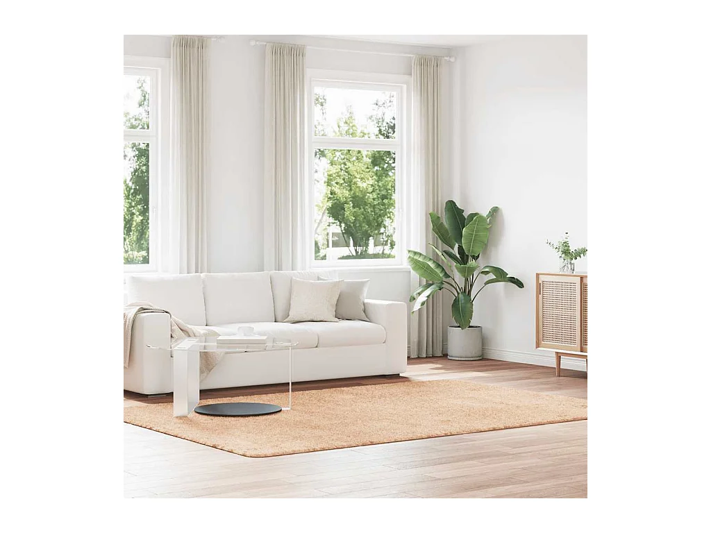 Alfombra shaggy de pelo largo NAVARRA beige 200x290 cm poliéster