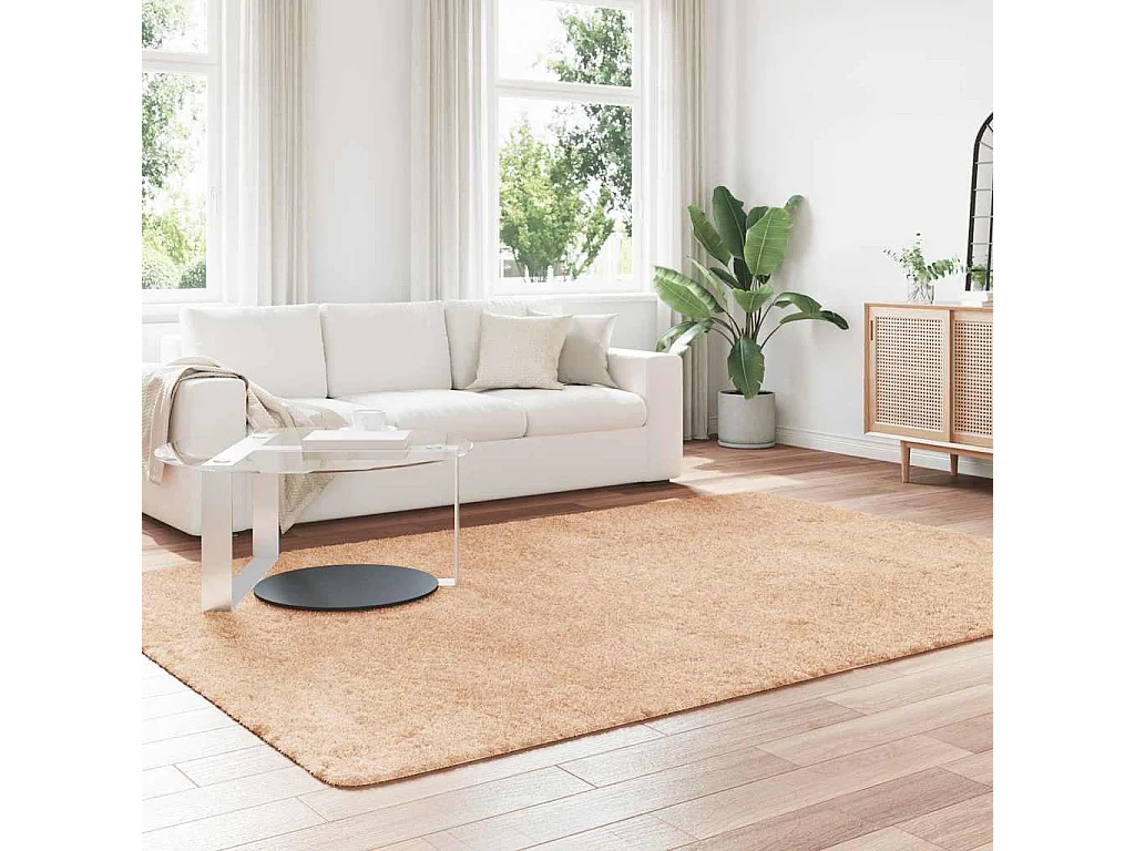 Alfombra shaggy de pelo largo NAVARRA beige 200x290 cm poliéster