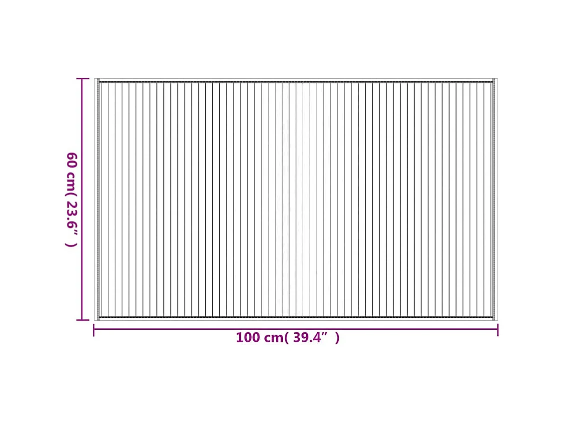 Tapis rectangulaire noir 60x100 cm bambou