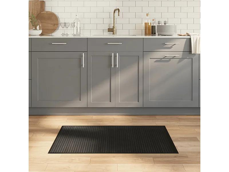 Tapis rectangulaire noir 60x100 cm bambou