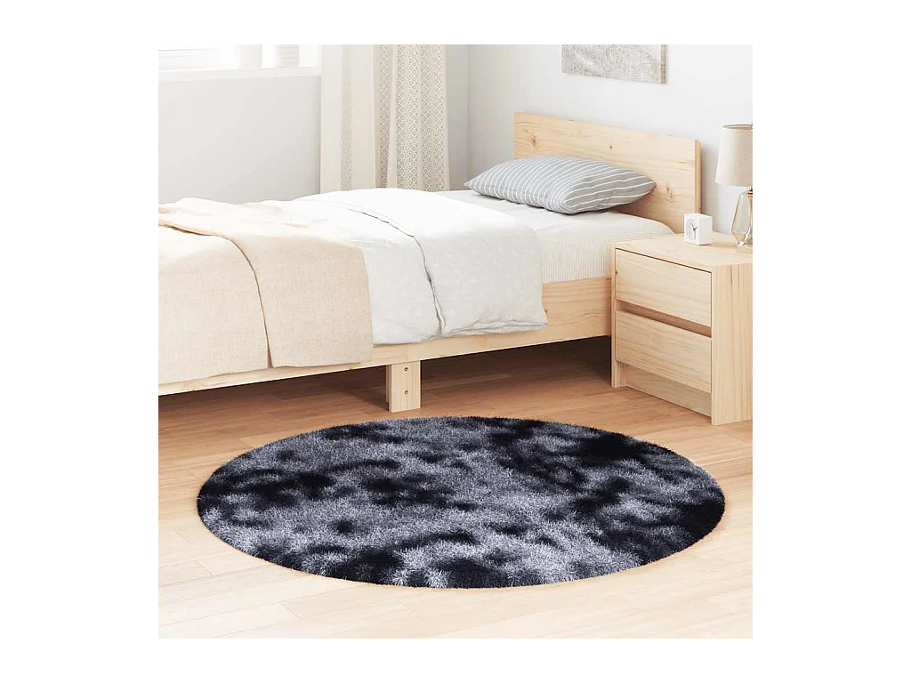 Tapis shaggy à poils longs NAVARRA gris foncé 120x120 cm