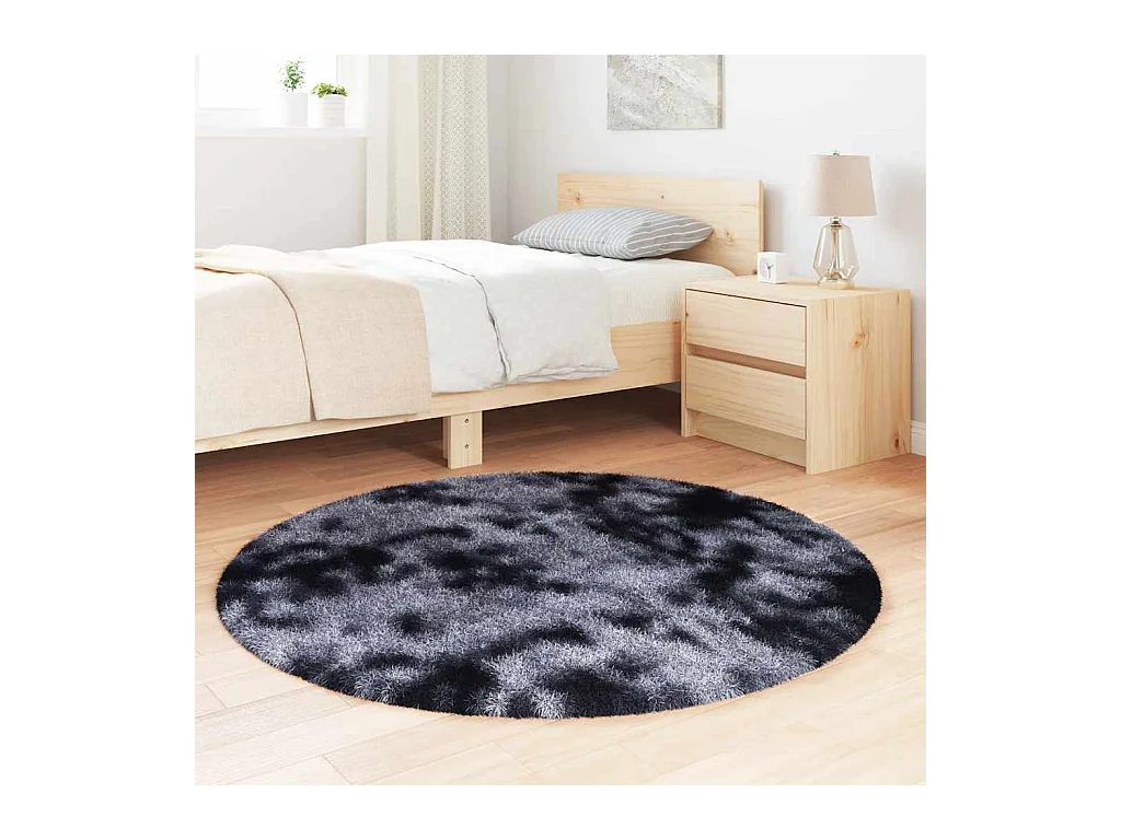 Tapis shaggy à poils longs NAVARRA gris foncé 120x120 cm