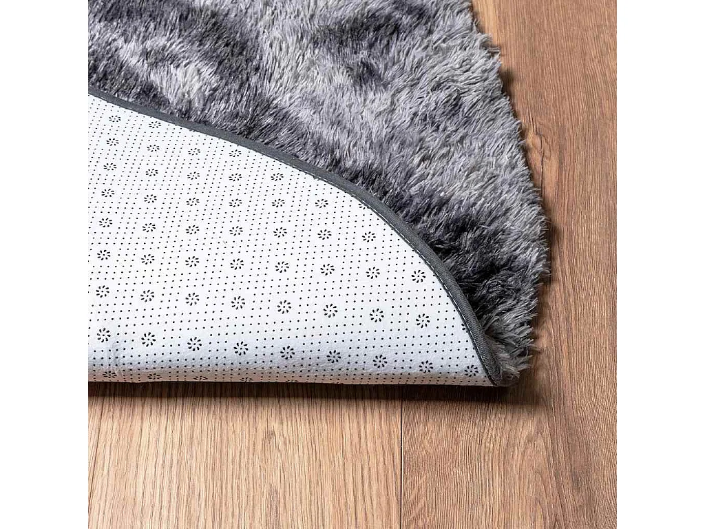 Tapis shaggy à poils longs NAVARRA gris foncé 120x120 cm