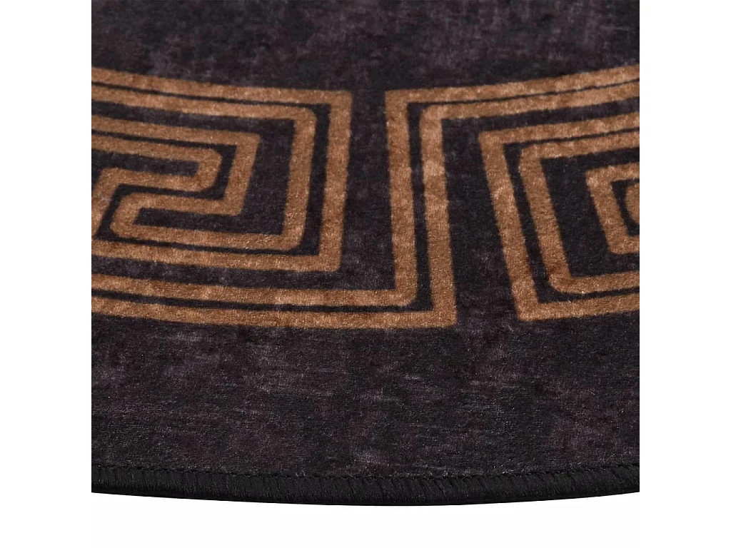 Alfombra lavable negra y dorada Ø 200 cm antideslizante