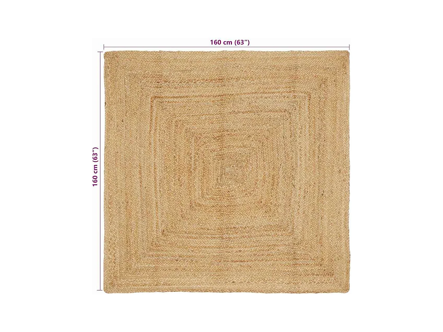 Alfombra beige 160 x 160 cm Yute