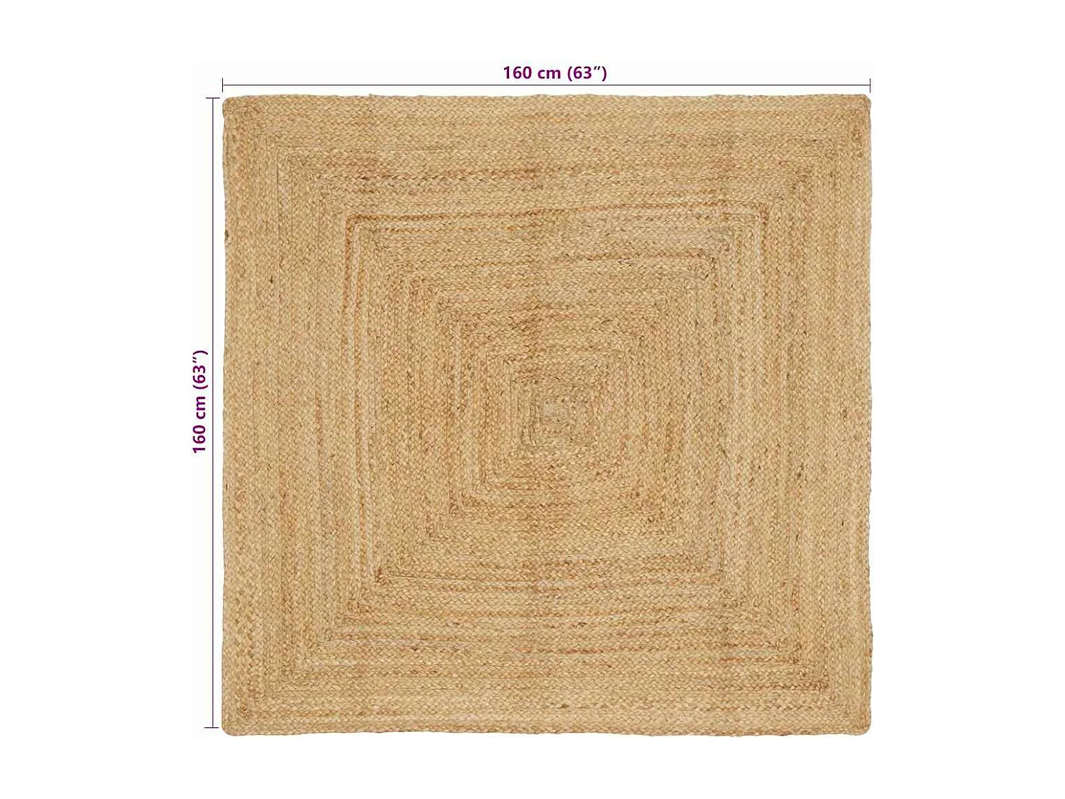 Tapis Beige 160 x 160 cm Jute