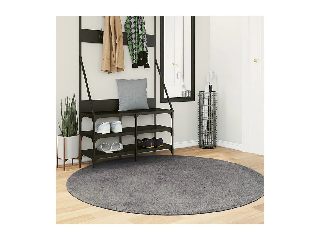 Alfombra HUARTE de pelo corto suave y lavable en color antracita Ø 160 cm