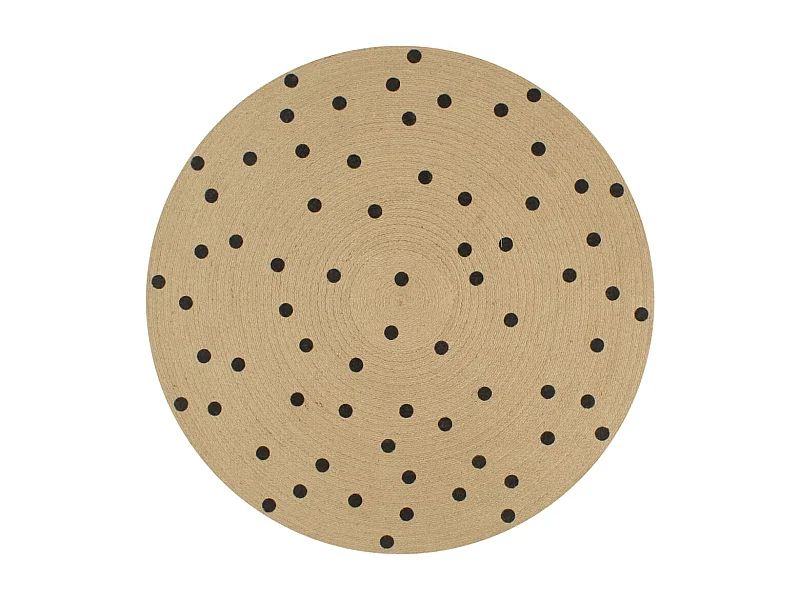 Alfombra de yute hecha a mano con estampado de lunares de 120 cm
