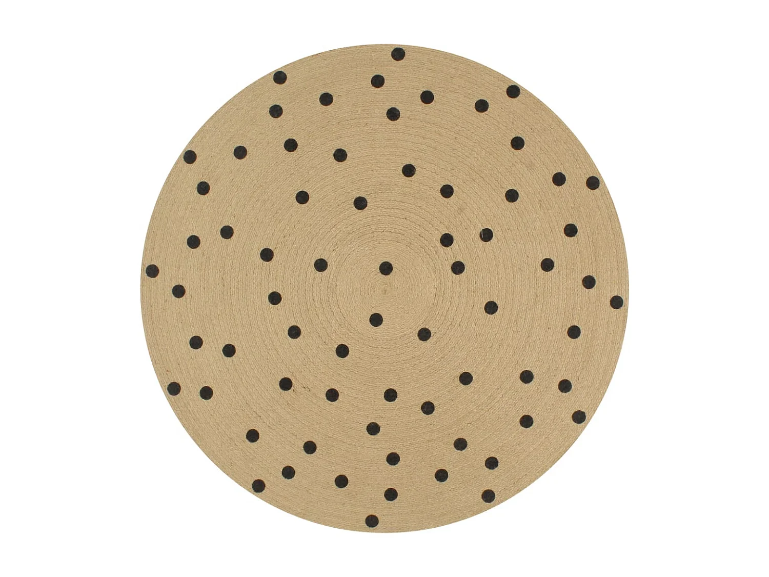 Alfombra de yute hecha a mano con estampado de lunares de 120 cm