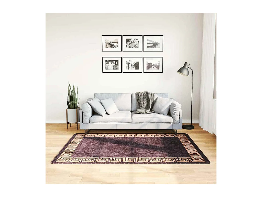 Tapis lavable antidérapant 120x180 cm noir et doré