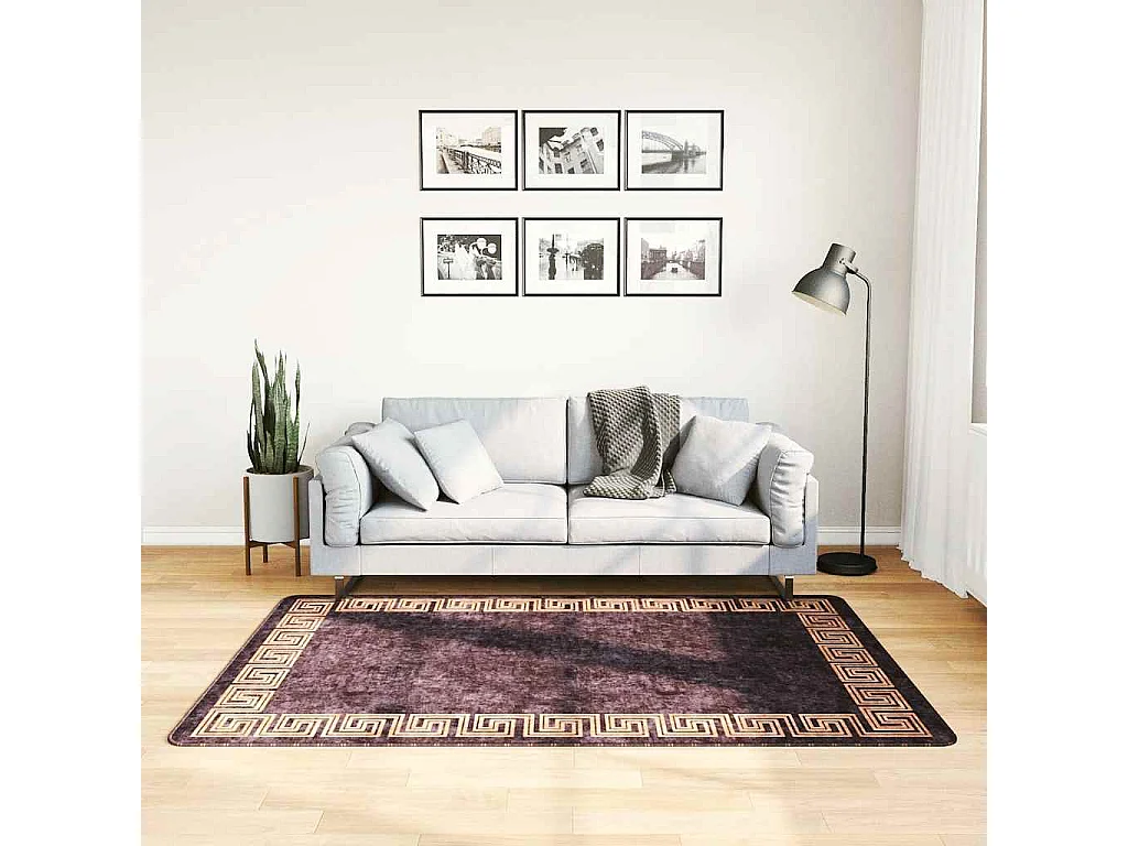 Tapis lavable antidérapant 120x180 cm noir et doré