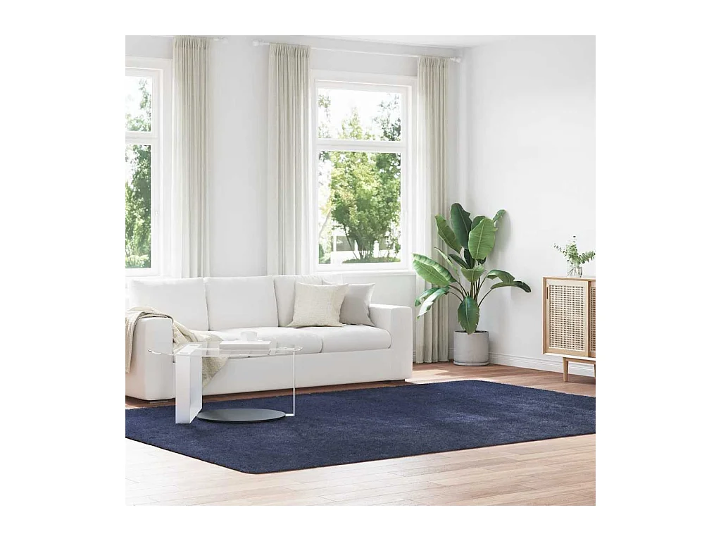Tapis shaggy à poils longs NAVARRA bleu marine 240x340 cm