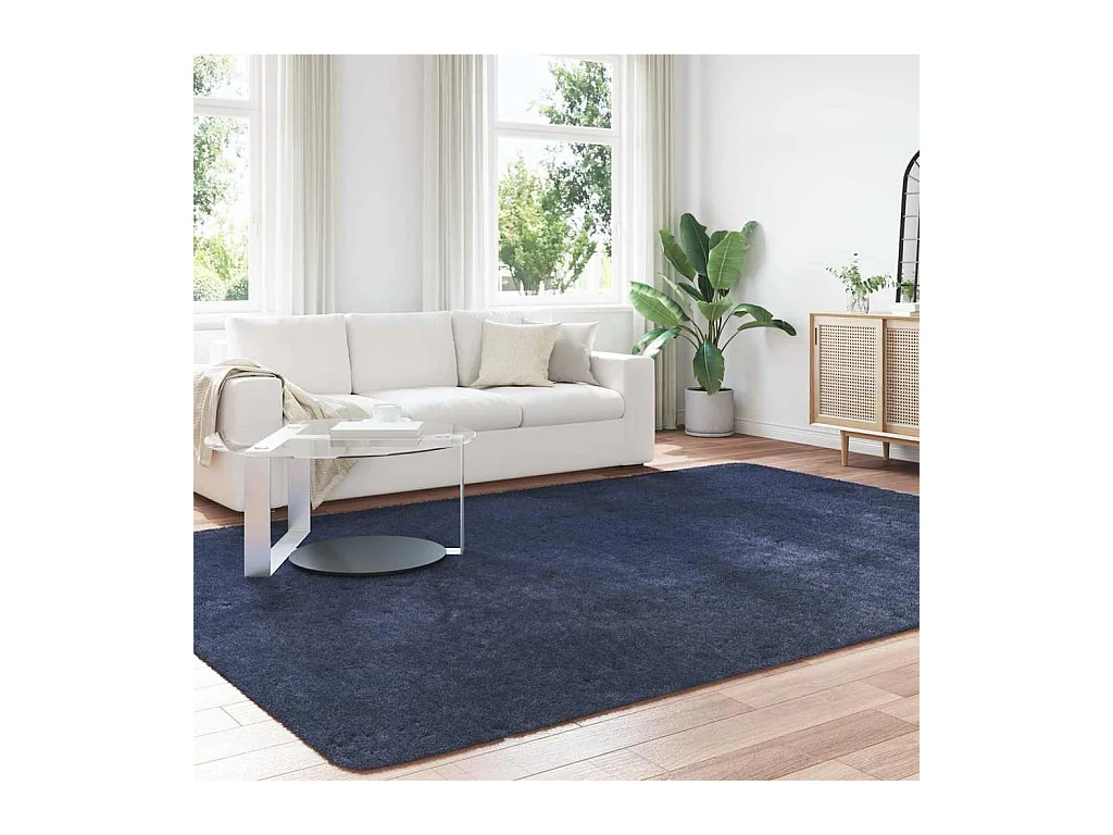 Tapis shaggy à poils longs NAVARRA bleu marine 240x340 cm