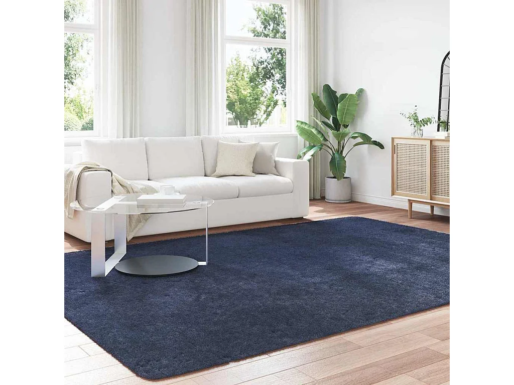 Tapis shaggy à poils longs NAVARRA bleu marine 240x340 cm