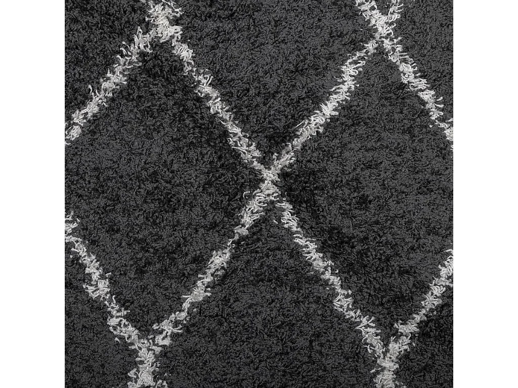 Tappeto moderno a pelo lungo nero e crema 140x200 cm