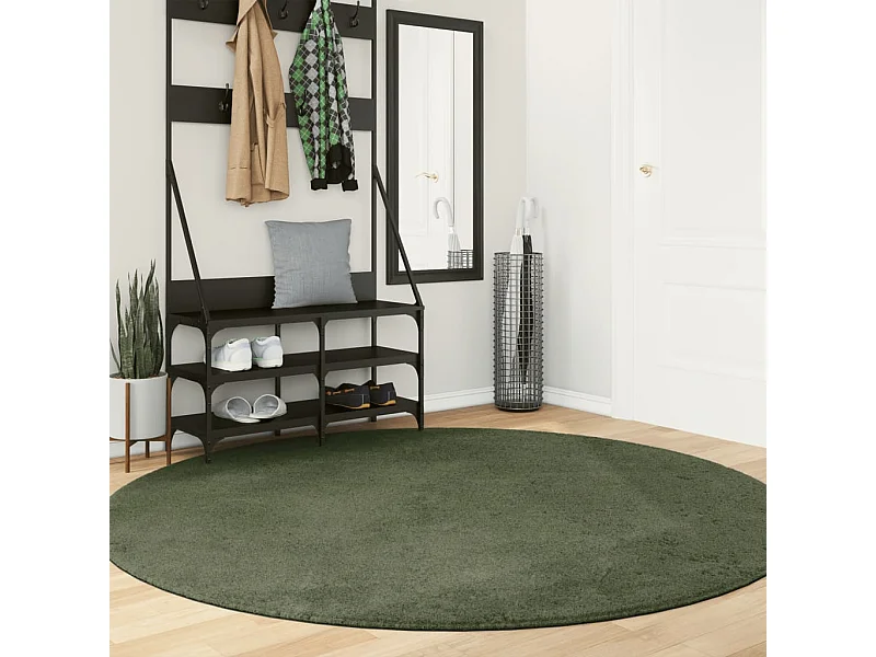 Tapis HUARTE à poils courts doux et lavable vert forêt Ø 200 cm