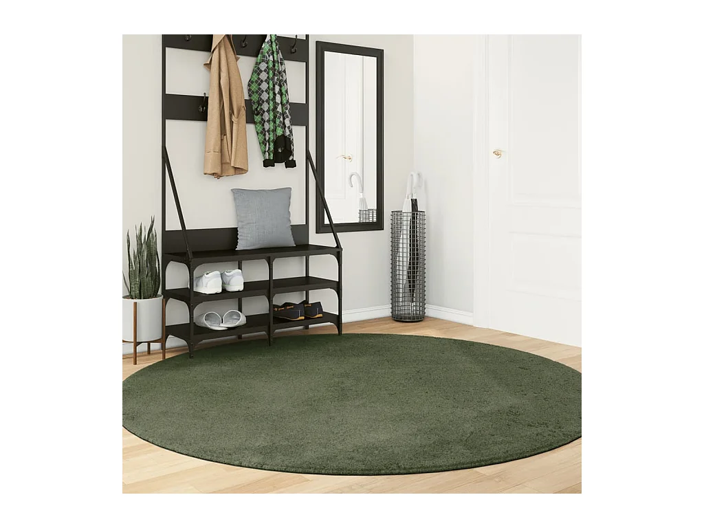 Tapis HUARTE à poils courts doux et lavable vert forêt Ø 200 cm