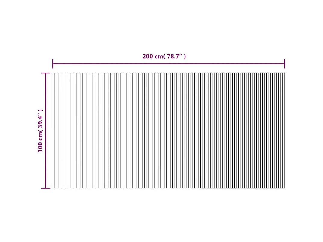 Rechthoekig zwart tapijt 100x200 cm bamboe