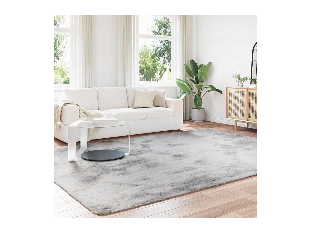 Tapis shaggy à poils longs NAVARRA gris argenté 240x340 cm