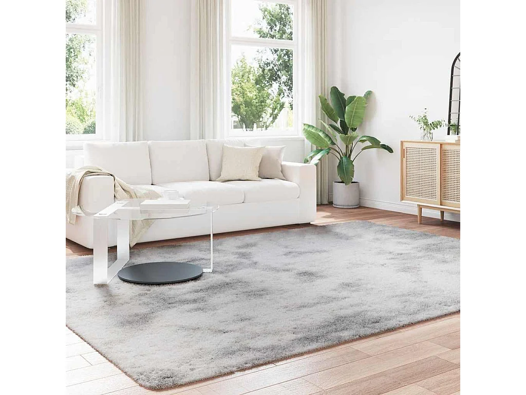 Tapis shaggy à poils longs NAVARRA gris argenté 240x340 cm