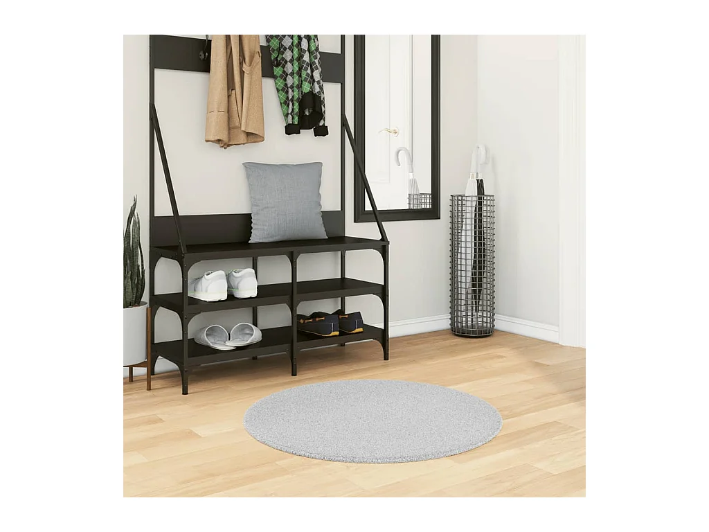 HUARTE vloerkleed met zachte en wasbare korte pool, grijs, Ø 80 cm