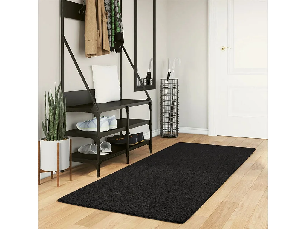Tapis HUARTE à poils courts doux et lavable noir 80x200 cm