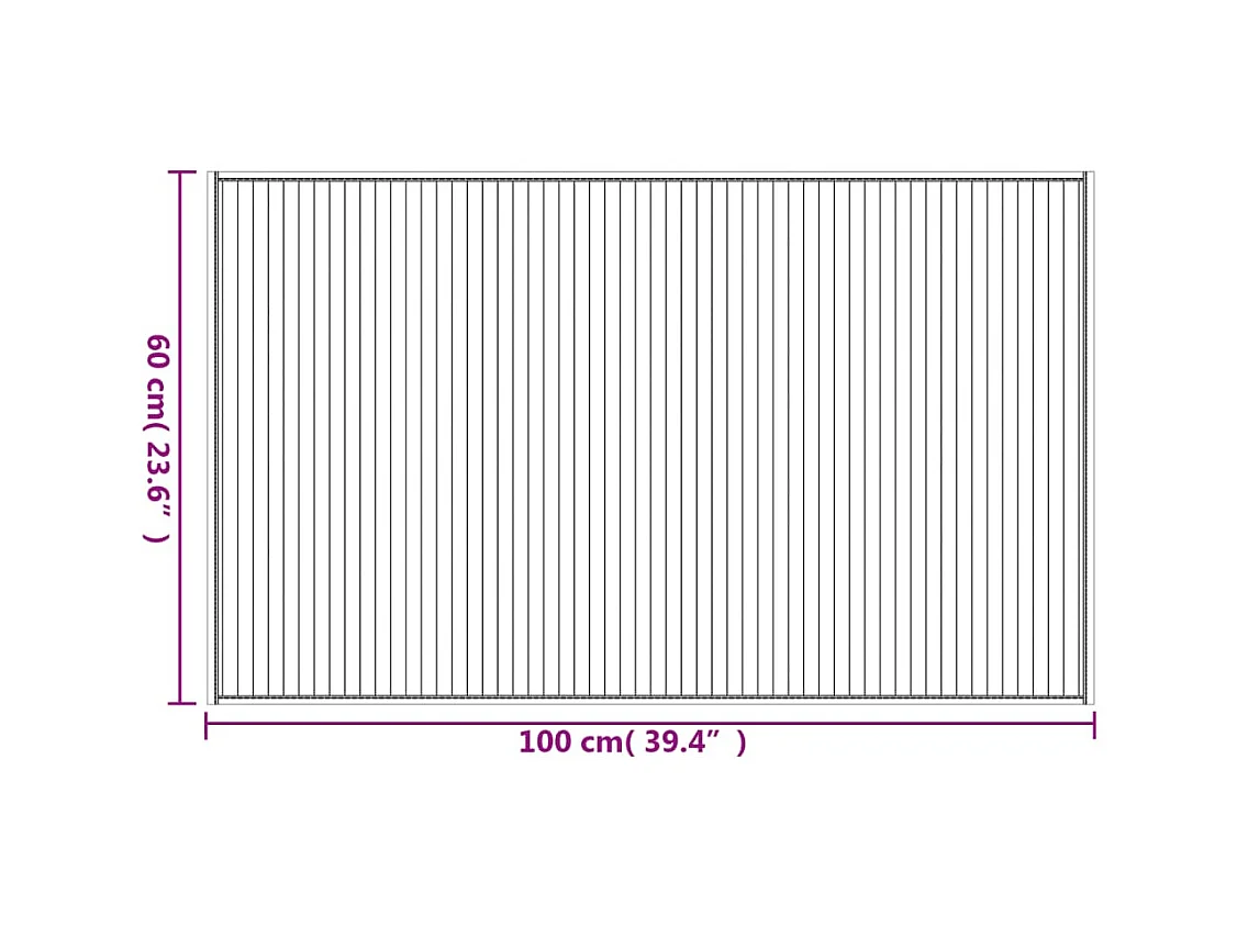 Tapis rectangulaire naturel clair 60x100 cm bambou