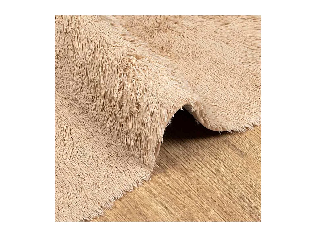 Alfombra de pelo largo beige NAVARRA 160x160 cm poliéster