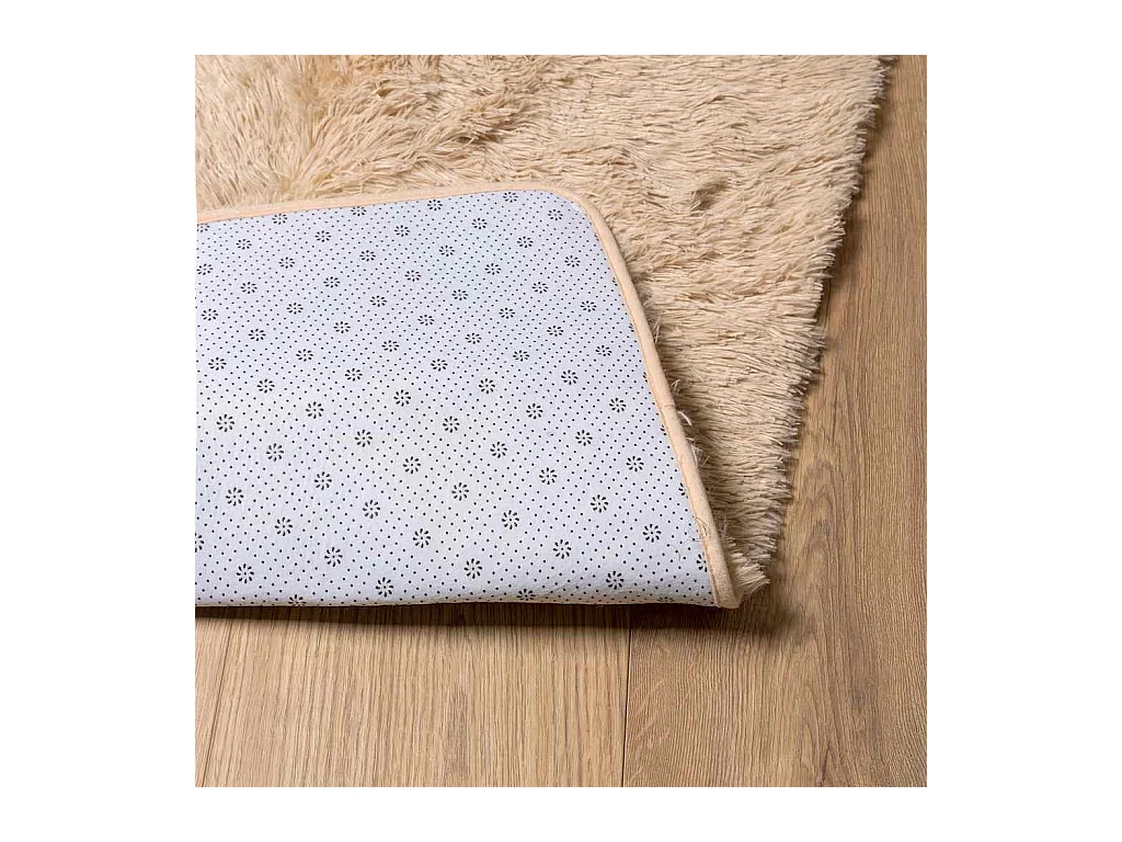 Alfombra de pelo largo beige NAVARRA 160x160 cm poliéster