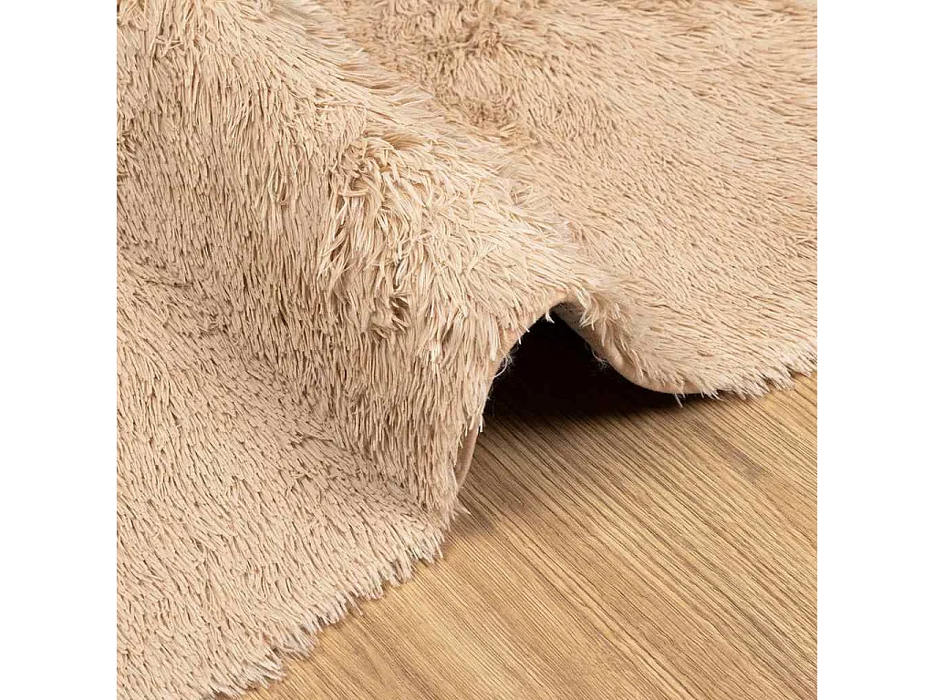 Tapis shaggy à poils longs NAVARRA beige 160x160 cm polyester