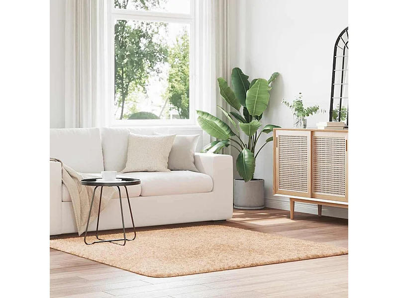 Tapis shaggy à poils longs NAVARRA beige 160x160 cm polyester