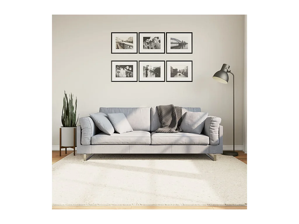 Tapis OVIEDO à poils courts beige 200x200 cm